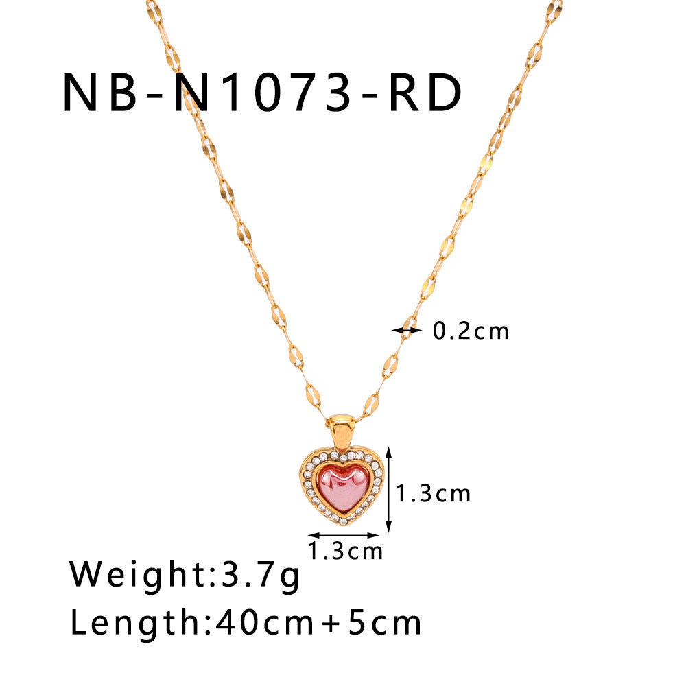 Wholesale  Stainless steel love-shaped necklace oil drop clavicle chain