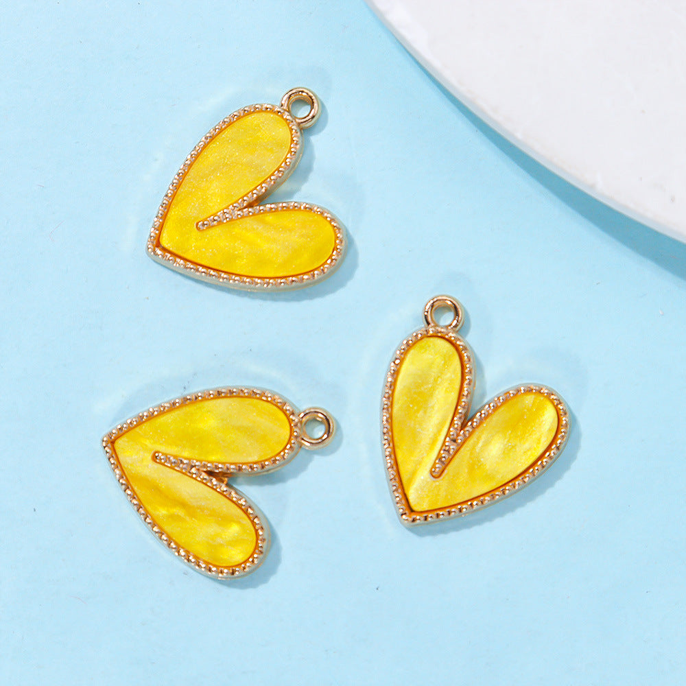 Wholesale 20pcs/ pack Acrylic Peach Heart Heart Alloy Pendant Pendant DIY Jewelry