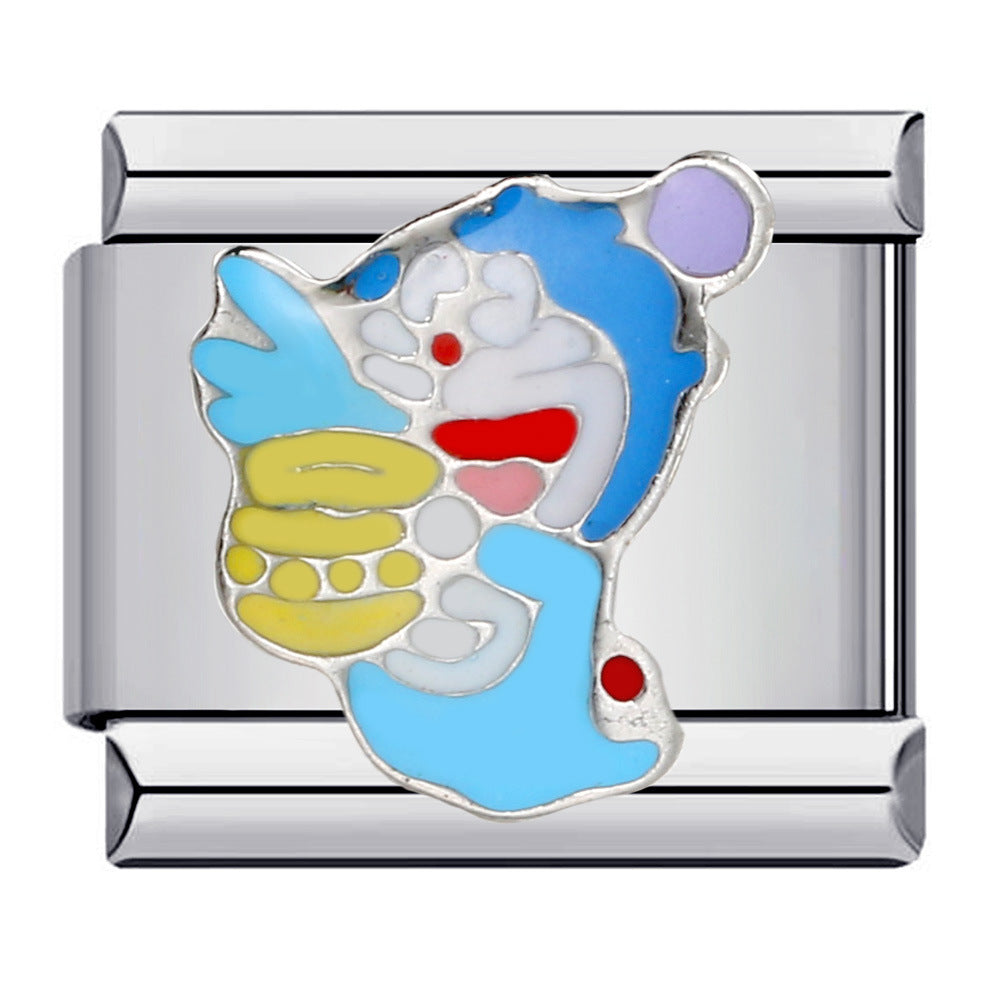 Wholesale Italian Charm Bracelet 9mm DIY Splicing Removable Gold Plated Oil Drop Cartoon Stainless Steel Composable Bracelet