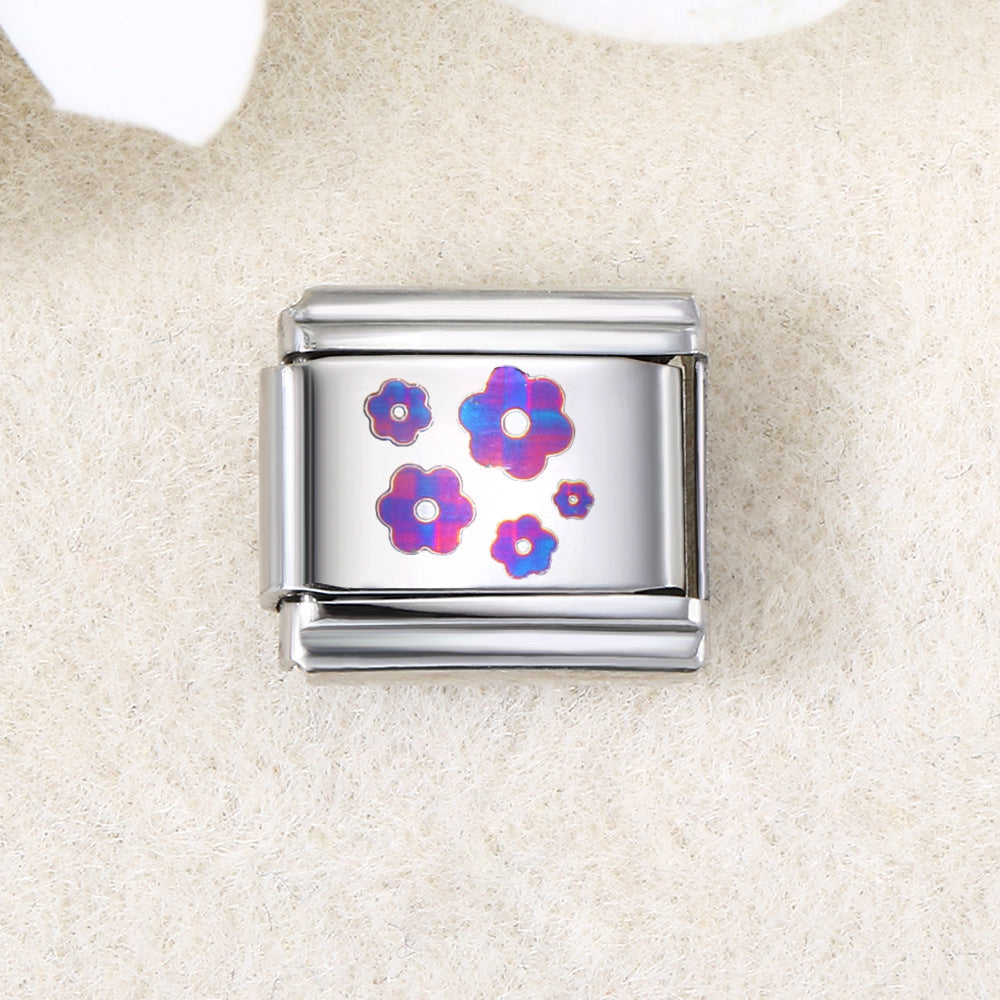 Wholesale  Italian Charm Bracelet 9mm DIY UV laser Creative Stainless Steel Composable Bracelet