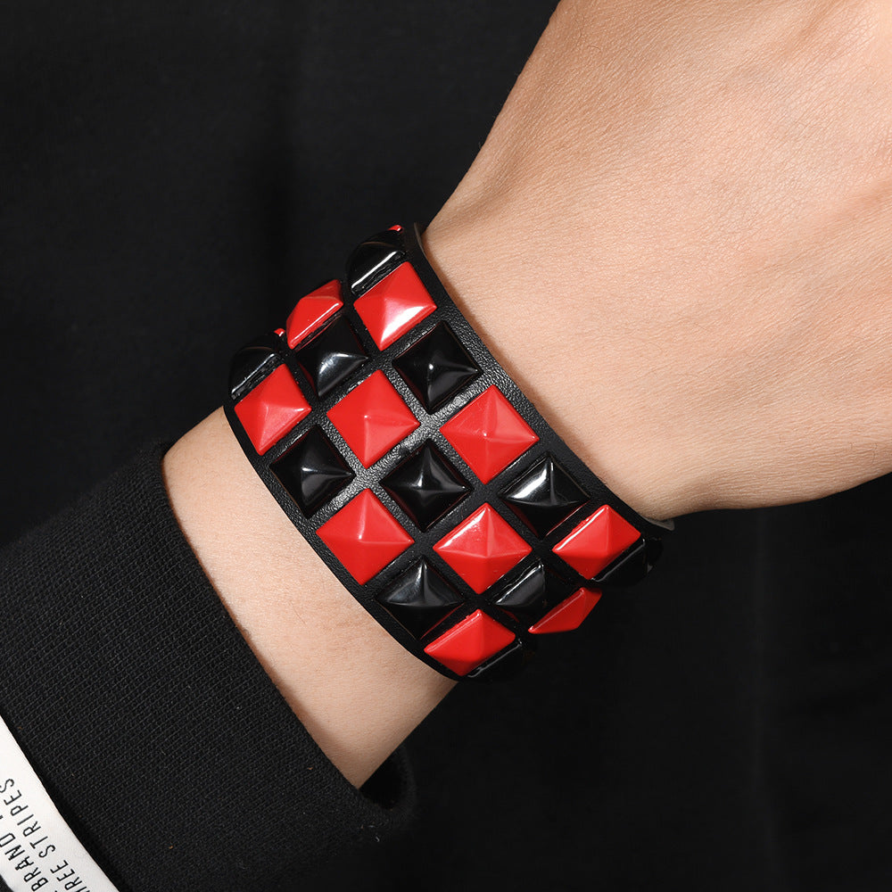 Wholesale Square Rivet Bracelet Men' s Personalized  Bracelet