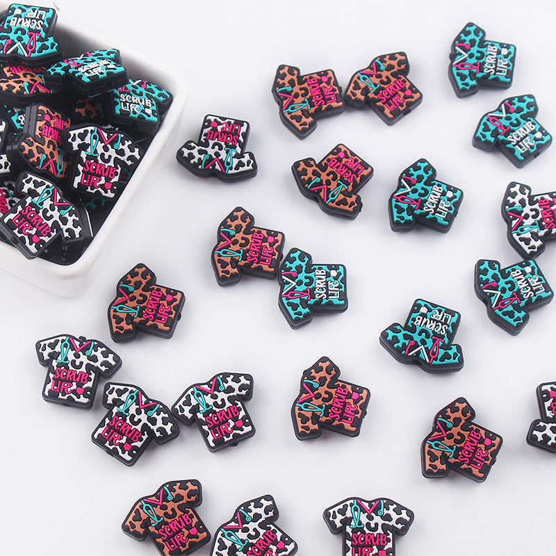 Wholesale 10pcs Cartoon Nurse Uniform Silicone Beads Focal Beads DIY Beadable Pen Accessories ACC-BDS-GuangTian026