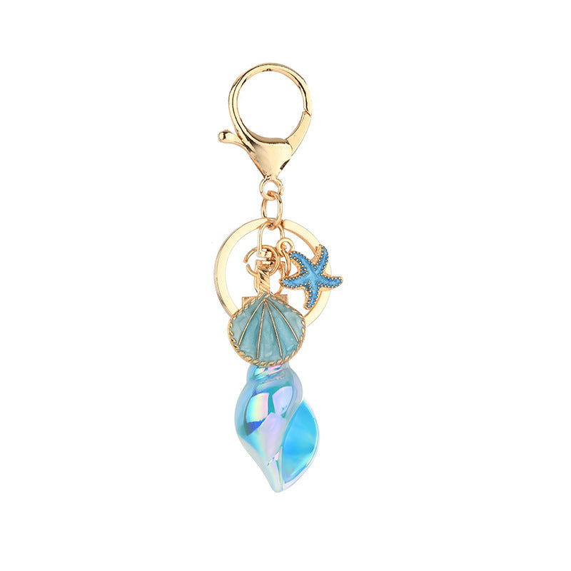 Wholesale Ins Style Starfish Conch Acrylic Oil Dripping Keychain Bag Charm Decorative Accessory Gift