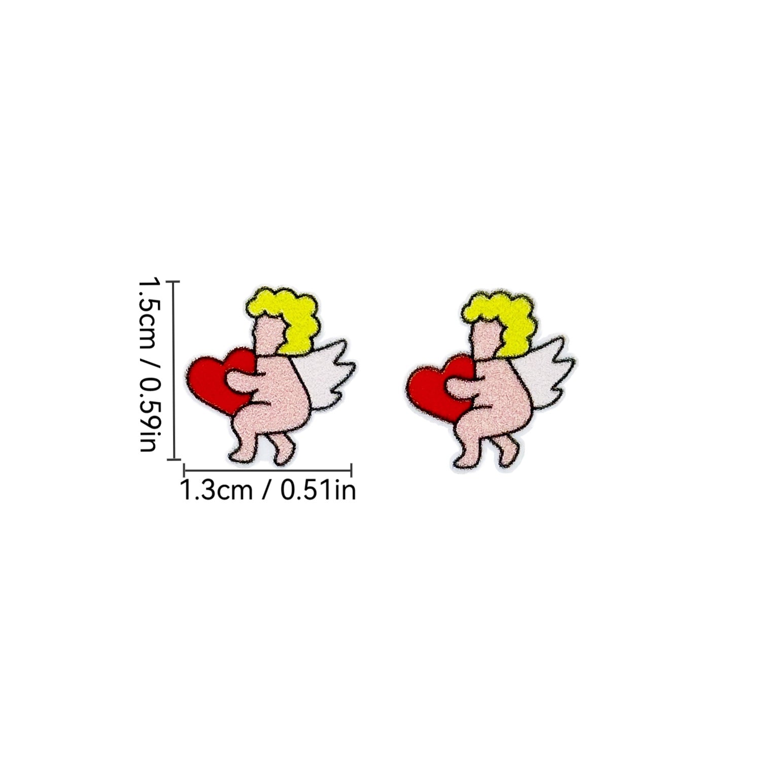Wholesale Wooden Love Heart Cartoon Cupid Romantic Valentine's Day Earrings