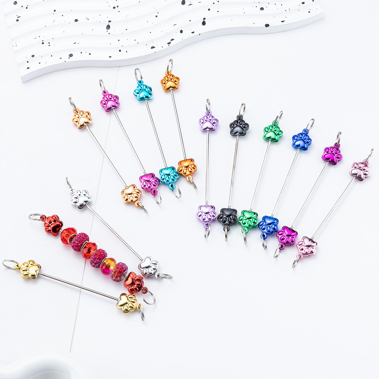 Wholesale Creative DIY multi-color cat paw  keychain