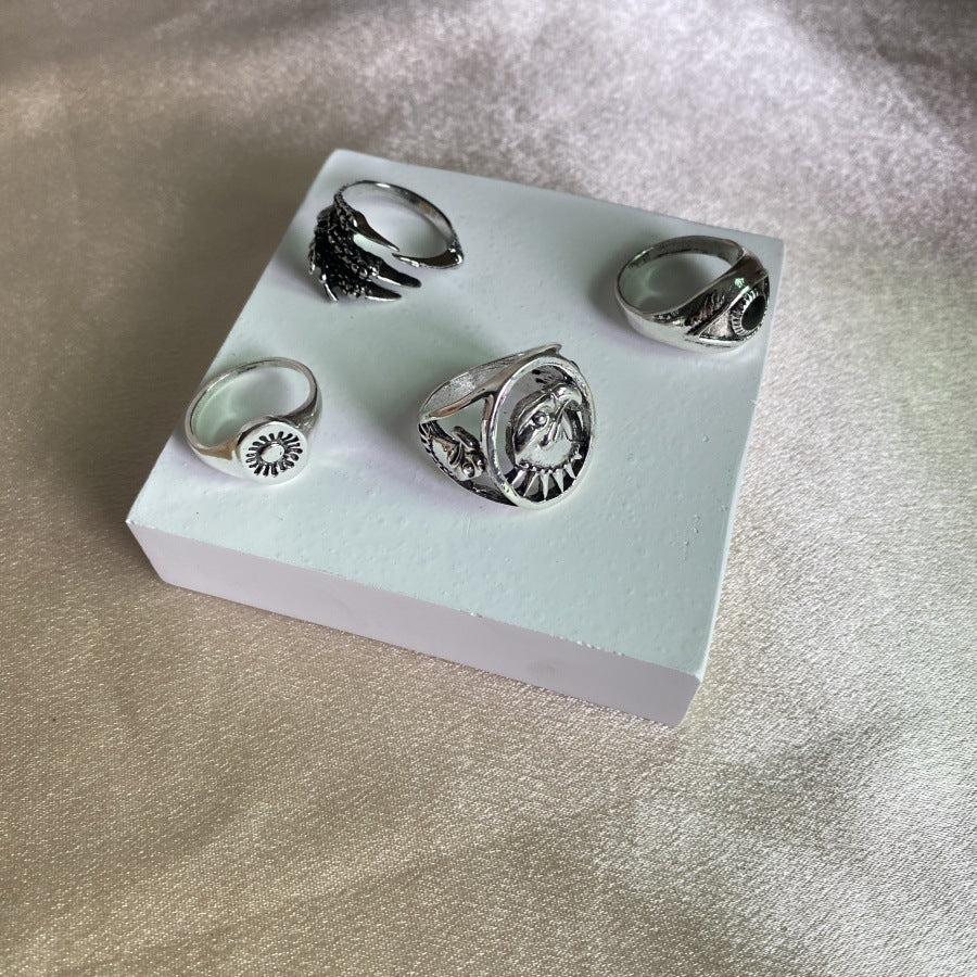 Wholesale  personality trend Eagle Sun devil eye eagle claw ring  set