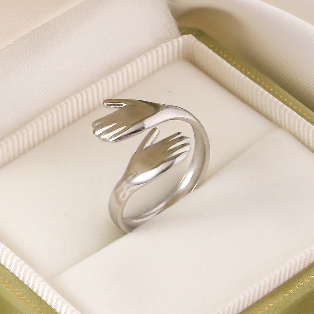 Wholesale titanium steel open adjustable finger ring