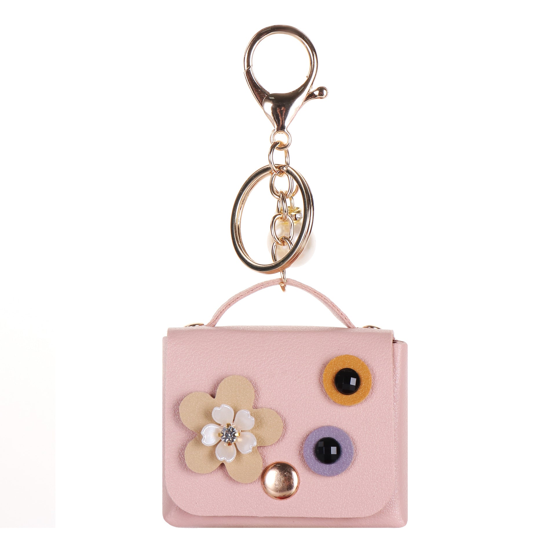 Wholesale  Leather Headphone Bag Shell Flower Diamond Pearl Bag Keychain