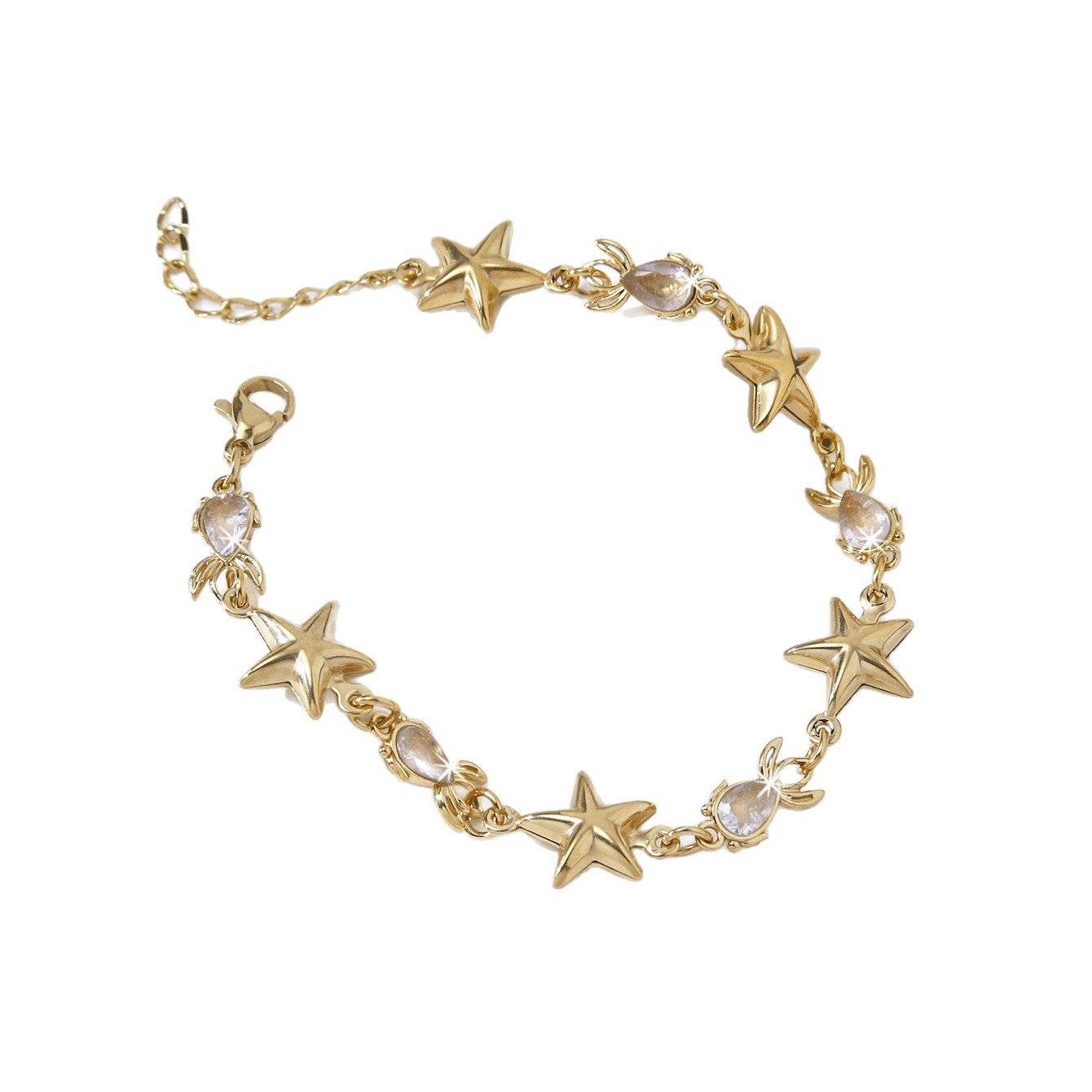 Wholesale Gold Plated Titanium Steel Bracelet Colorful Heart Star Charm Unisex Casual Everyday Wear Anniversary Gift Boutique Resale