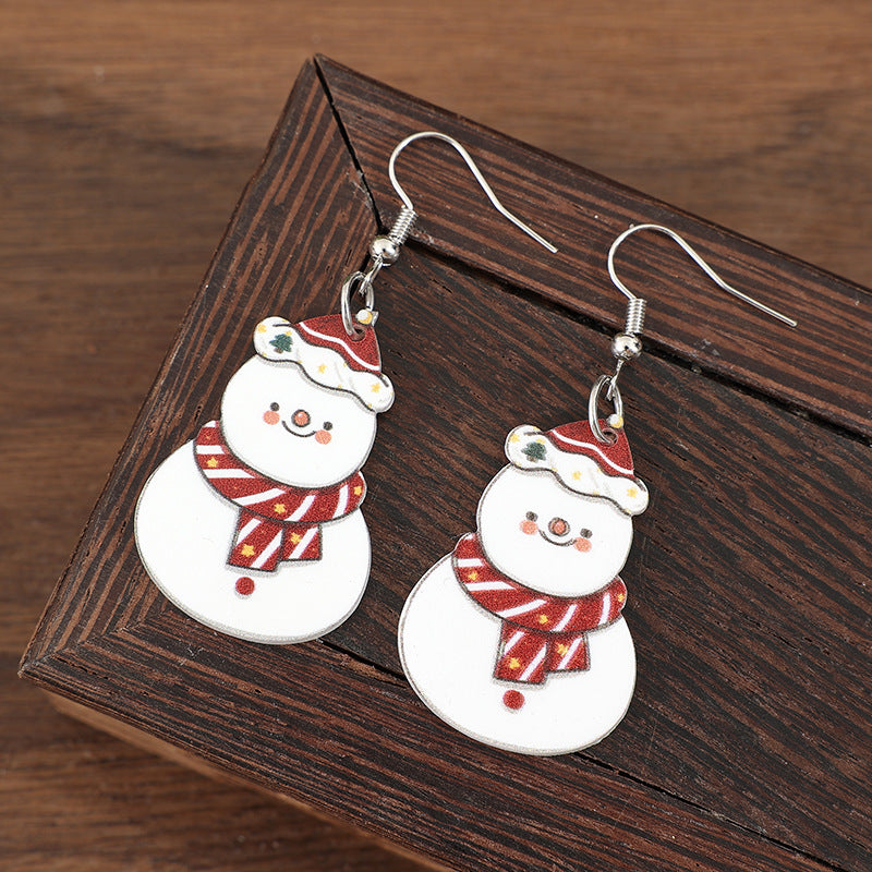 Wholesale Cute Snowman Christmas Acrylic Earrings Party Jewelry Accessory