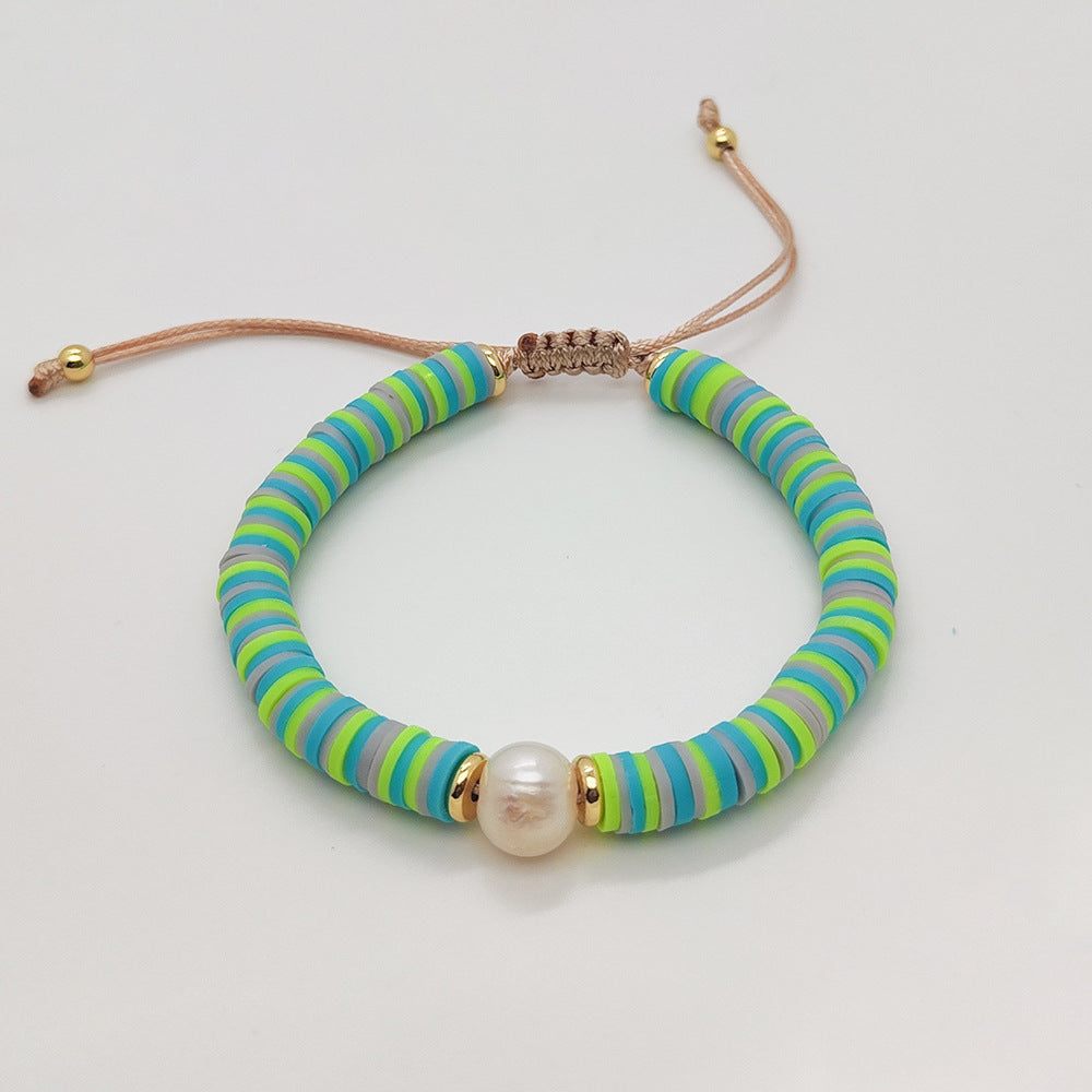 Wholesale bohemian beach style colorful soft clay beaded bracelet ACC-BT-Qiqi003