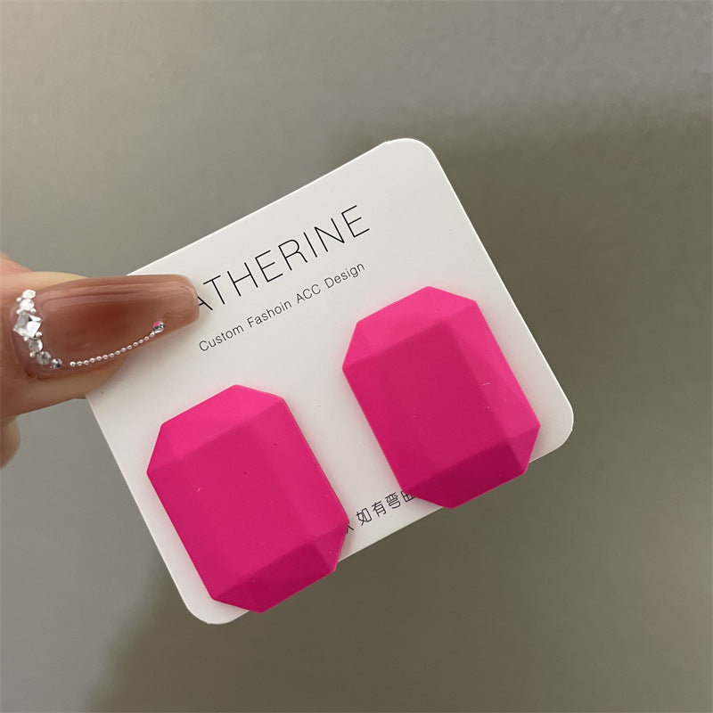 Wholesale Candy Color Geometric Square Circle C Shape Earrings