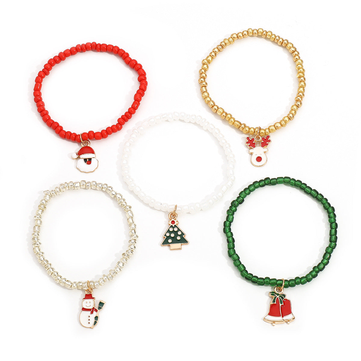 Wholesale Cute Cartoon Santa Christmas Tree Deer Head Snowman Pendant Bracelet
