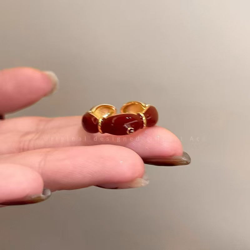 Wholesale Alloy Zircon Ring Wine Red Design Stackable Adjustable Women S Fashion Jewelry Gift