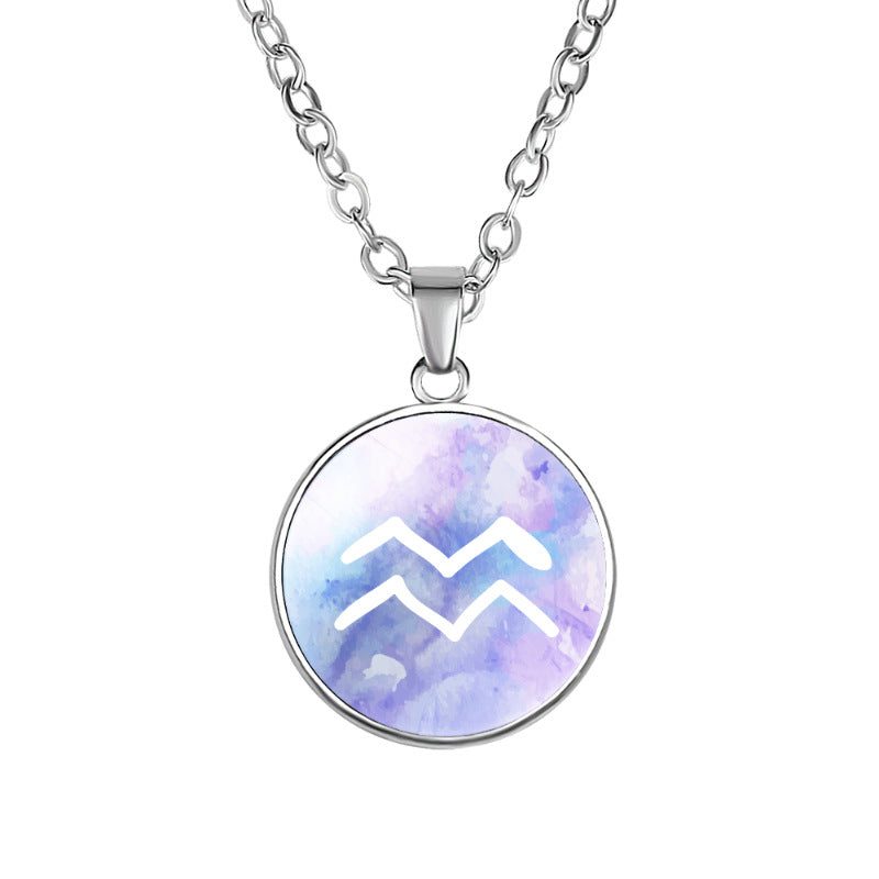 Wholesale Twelve constellation simple alloy pendant necklace