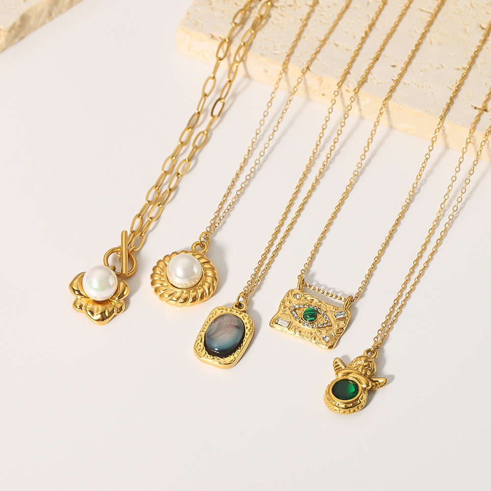 Wholesale Stainless steel  freshwater pearl necklace O-chain necklace