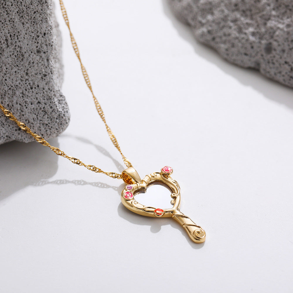 Wholesale  Stainless steel playful accessories dopamine love  mirror clavicle chain  necklace