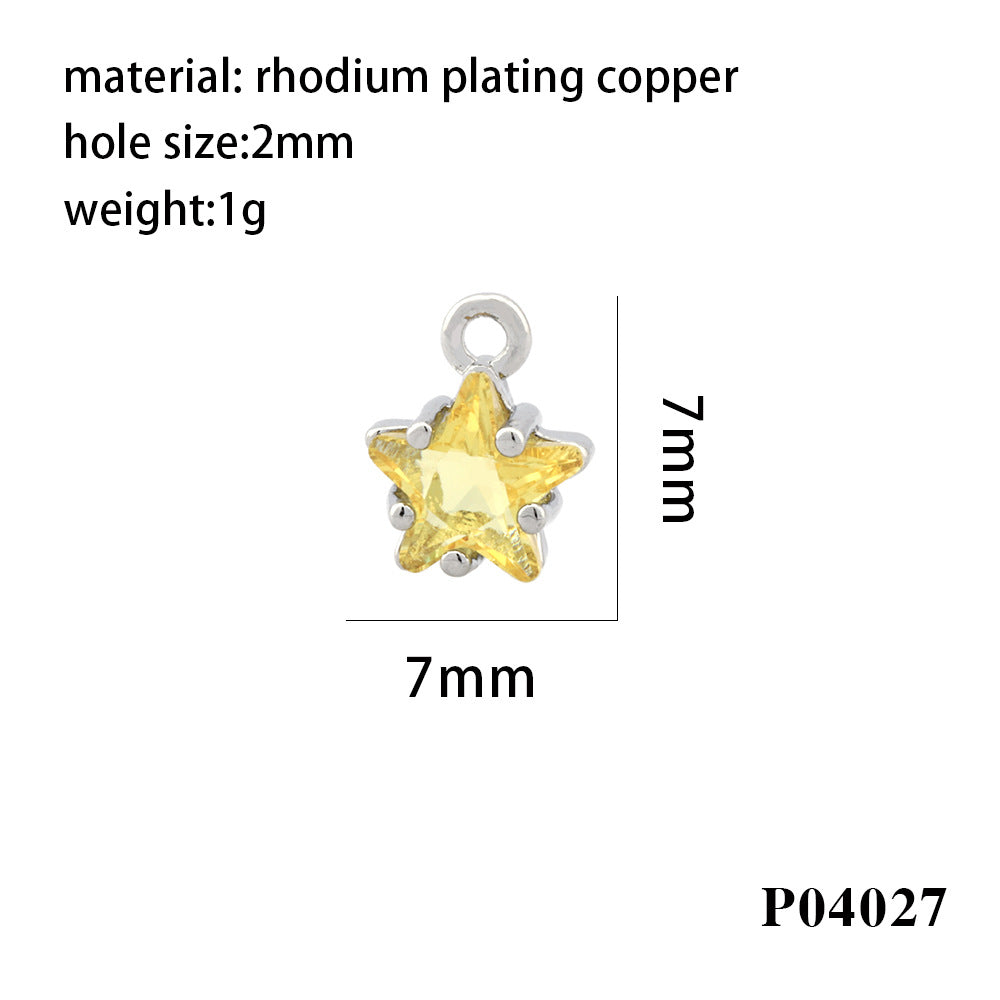 Wholesale 18K gold-plated micro-paved colorful five-pointed star zircon pendant