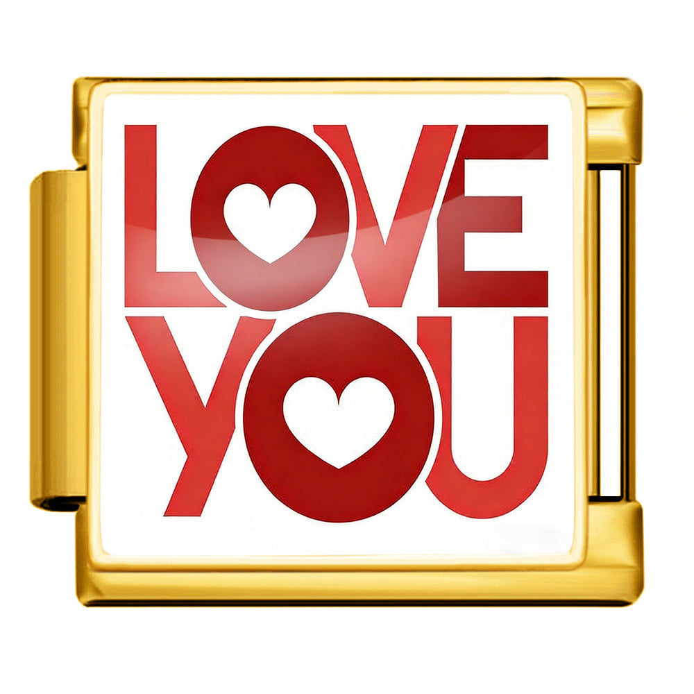 Wholesale Titanium Steel Love Series Square Pattern Modular Bracelet For Valentine S Day Gifts