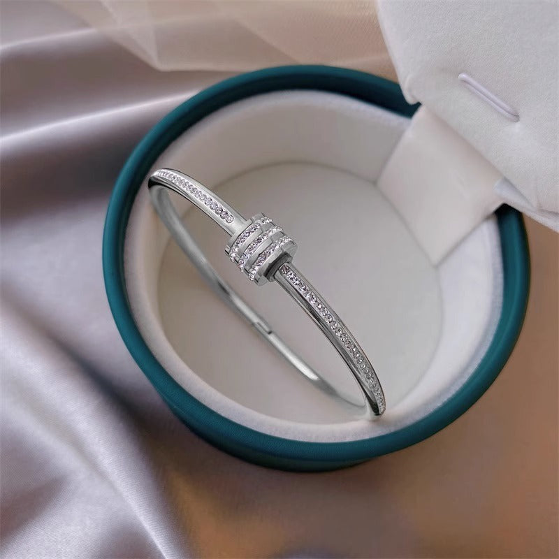 Wholesale Full Diamond Circle Titanium Steel 18K Waist Bracelet ACC-BT-YuXun004