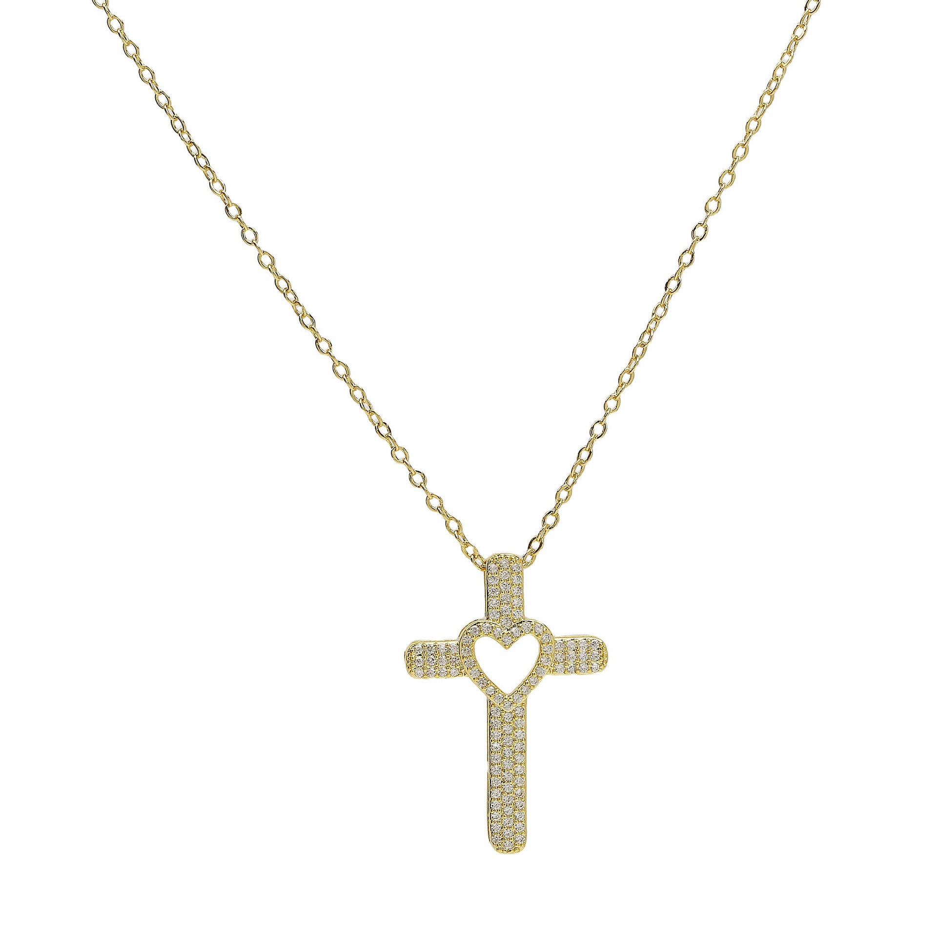 Wholesale 18k Brass Large Zircon Cross Necklaces ACC-NE-BaiYi005