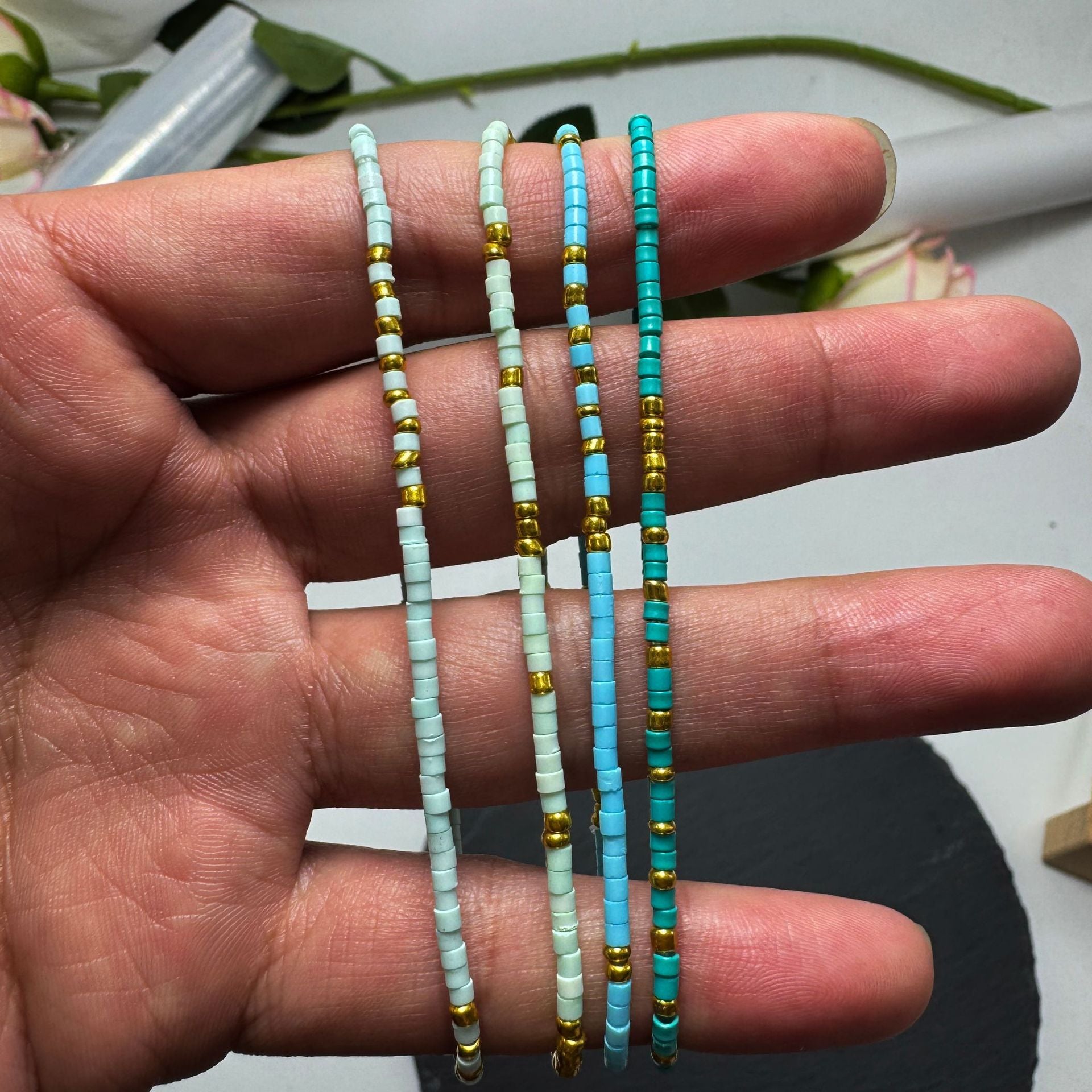Wholesale Bohemian Glass Bead Bracelet Elastic Copper Bead Handmade Jewelry Accessory for Everyday Wear