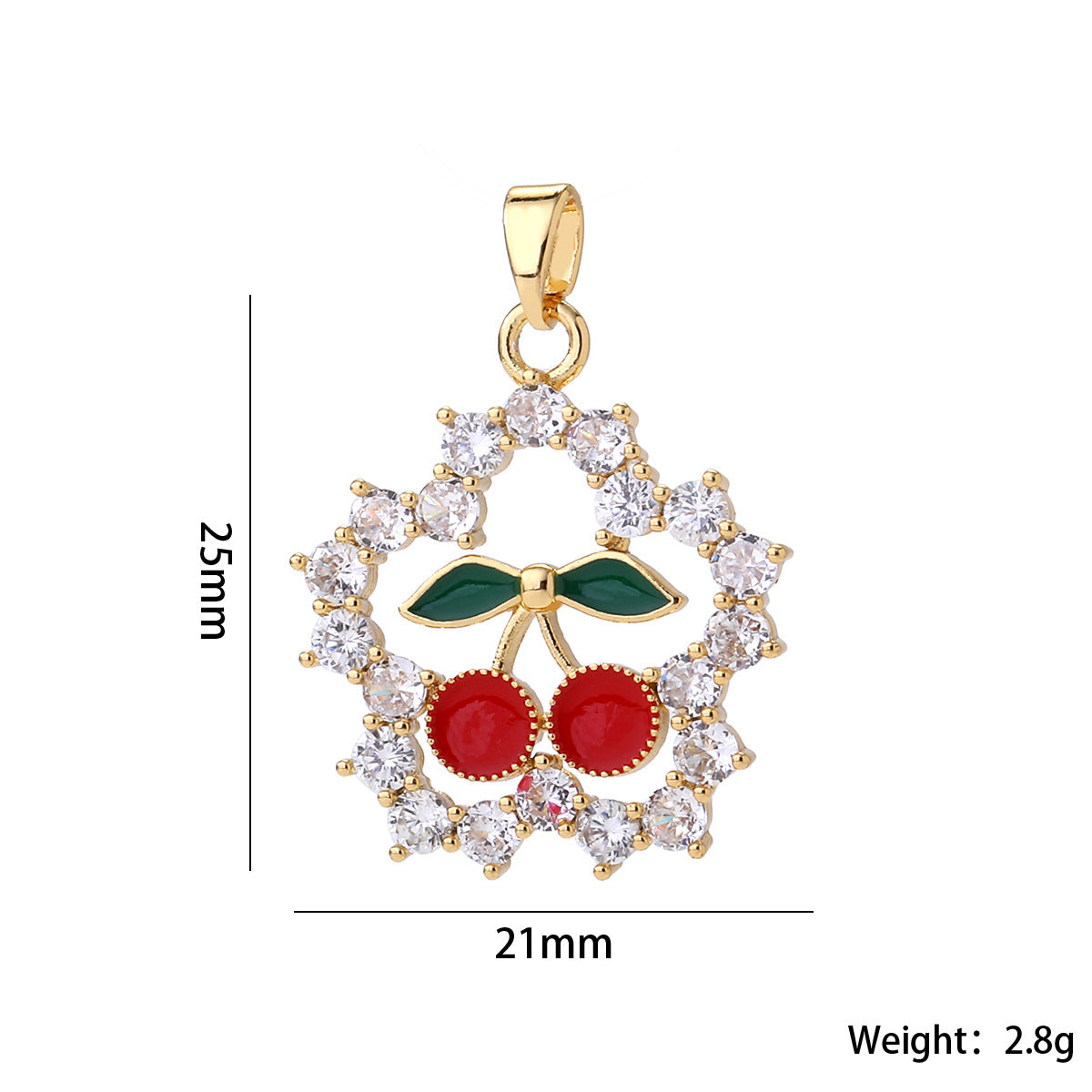 Wholesale 14K Gold Plated Brass Cherry Pendant Necklace Micro Set Zircon Fruit Choker Stylish Fashion Accessory For Women Gift