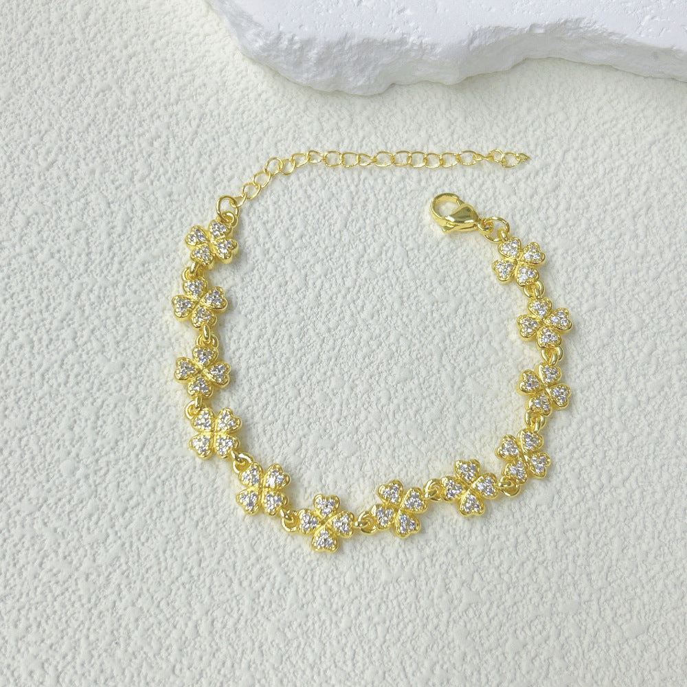 Wholesale  Plated 18K Flower Love Five-pointed Star Zircon Bracelet