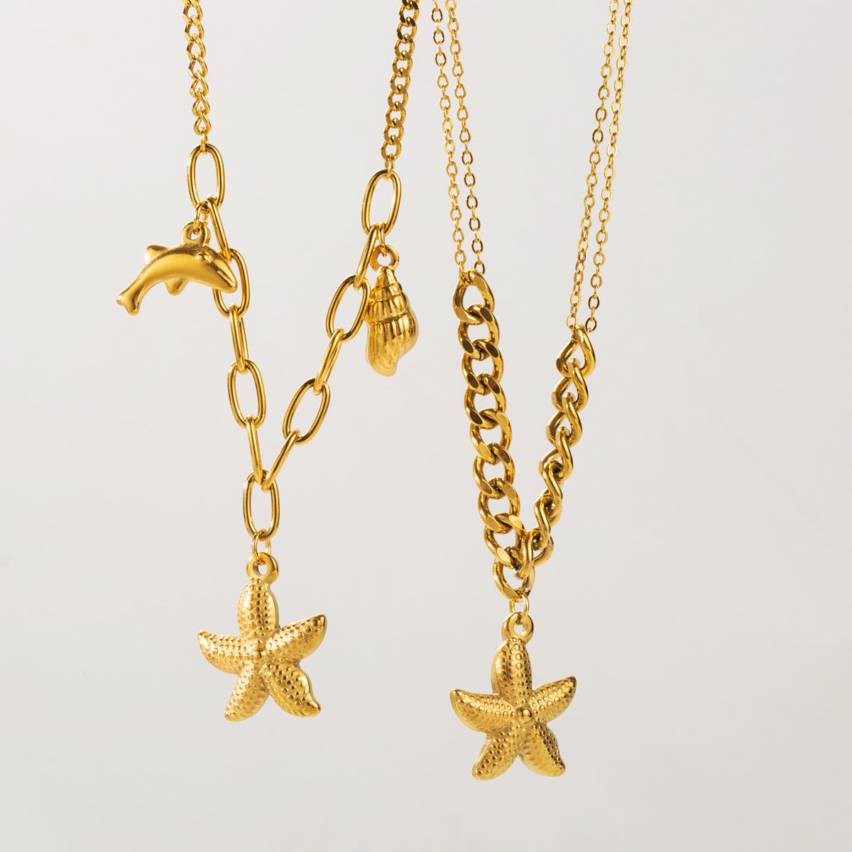 Wholesale Ocean Style Starfish Stainless Steel Necklace Clavicle Chain ACC-NE-XianDi010