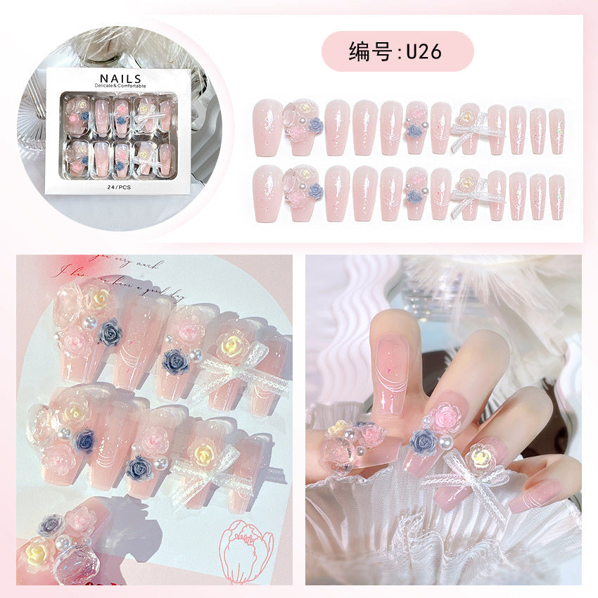 Wholesale 24 Pieces/box Large Diamond Nail Patches Press-on Nails Kits Nail Stickers ACC-NS-DiNa004