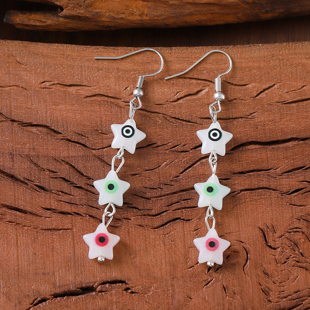 Wholesale Retro Evil Eye Tassel Flower Earrings Zinc Alloy Boutique Resale Jewelry Accessory