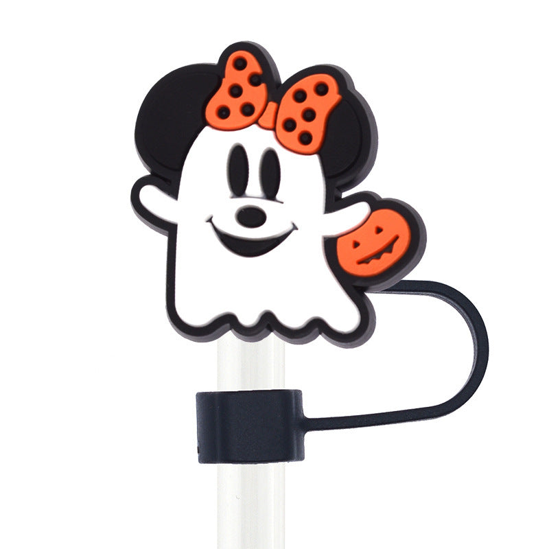 Wholesale 50pcs 10mm Straw Cover Cartoon Cute Ghost Silicone Straw Caps for Cup Decoration Straw Tube Cap ACC-SCR-SSL003