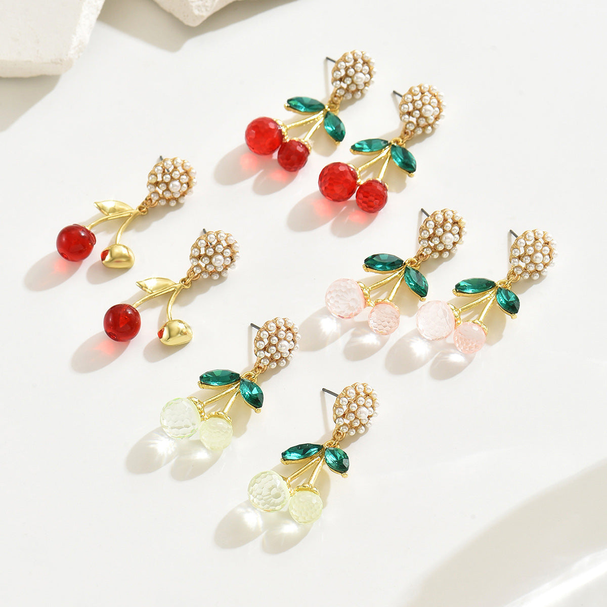 Wholesale  four color optional pearl cherries earrings