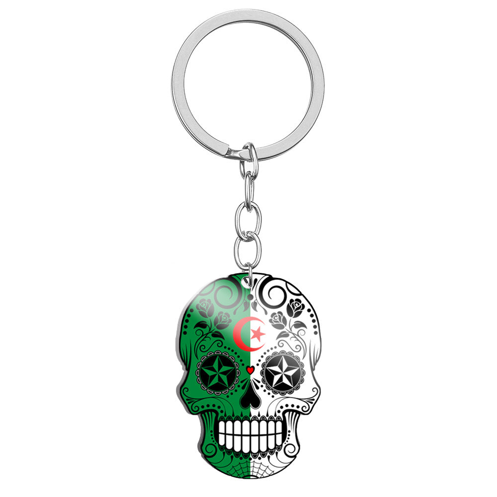 Wholesale Flag Skull Stainless Steel Keychain