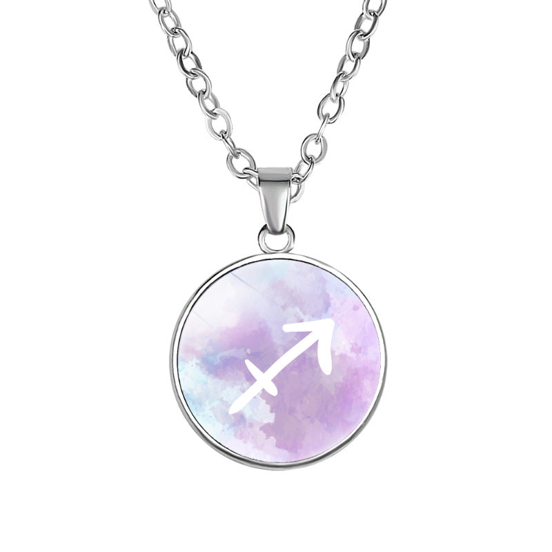 Wholesale Twelve constellation simple alloy pendant necklace