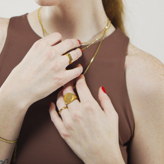 Wholesale  18k gold plated stainless steel plain ring