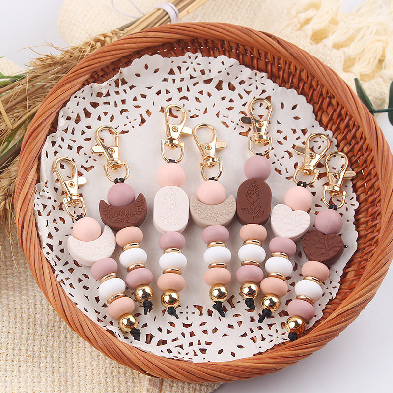Wholesale Moon Heart Shape Silicone Beaded Keychain Creative Keychain ACC-KC-GuangTian076