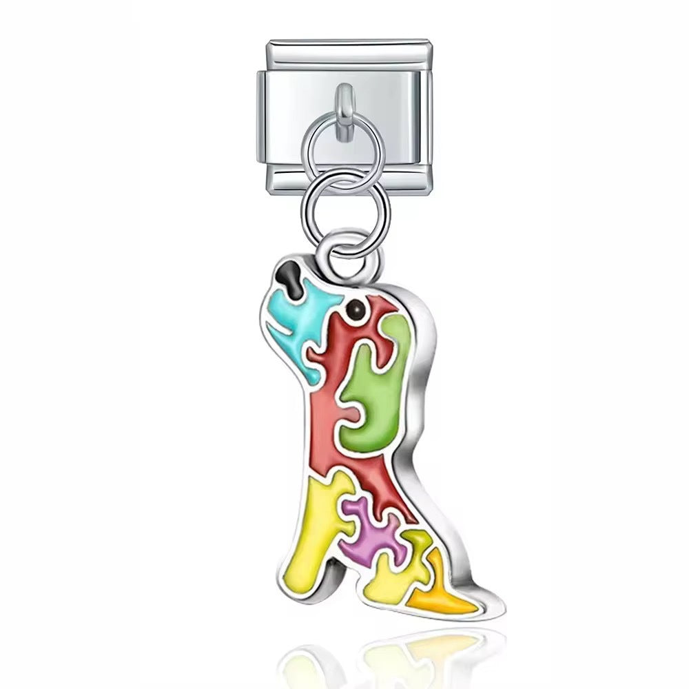 Wholesale Stainless Steel Cute Dog Pendant Charm DIY Modular for Bracelet Making Jewelry Accessory Gift