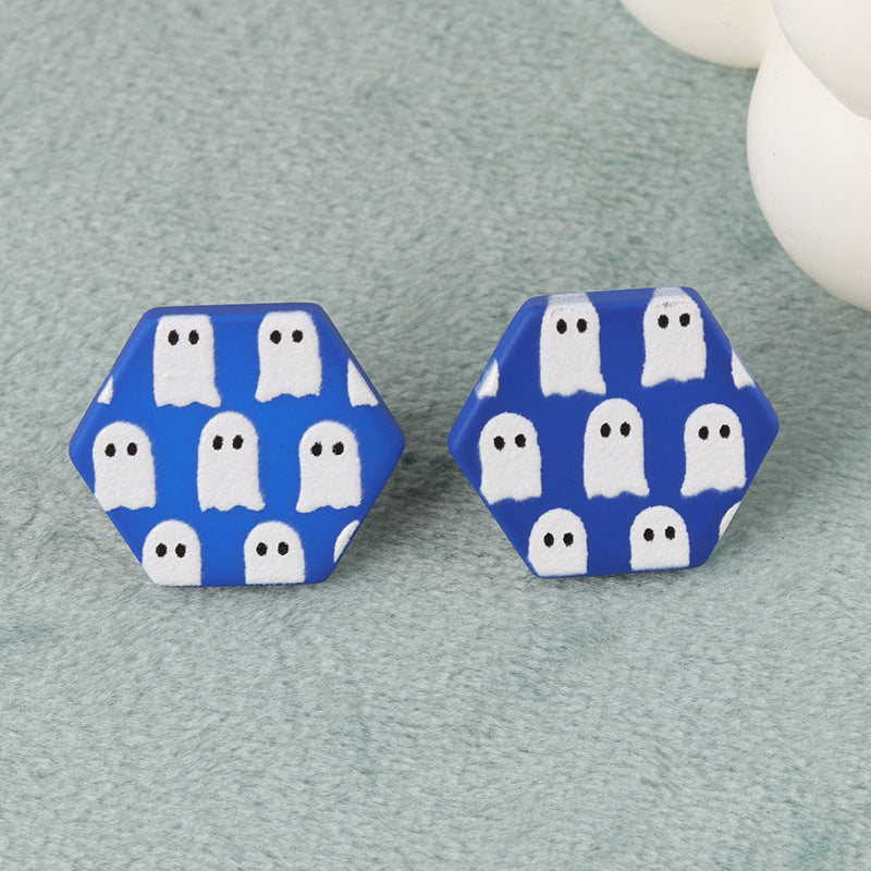 Wholesale   Ghost Bat Geometric Flowers Acrylic Earrings