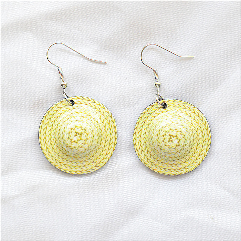 Wholesale Creative Summer Cool Vacation Acrylic Sheet Colorful Hat Earrings ACC-ES-XN030