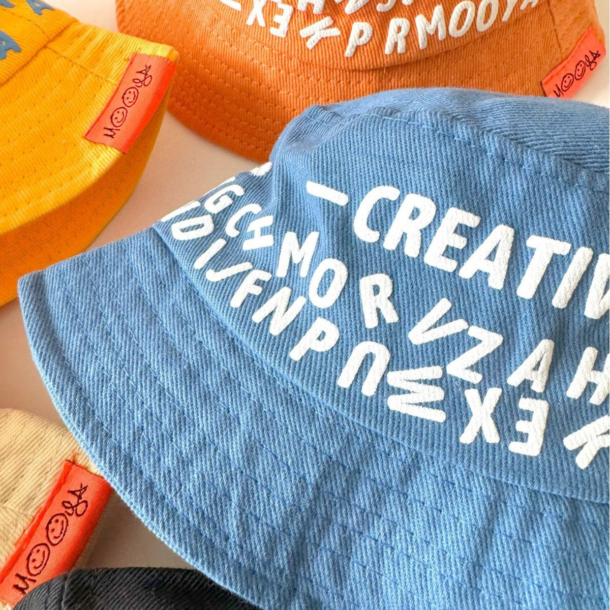 Wholesale Letter Washed Denim Cotton Children's  Bucket Hat