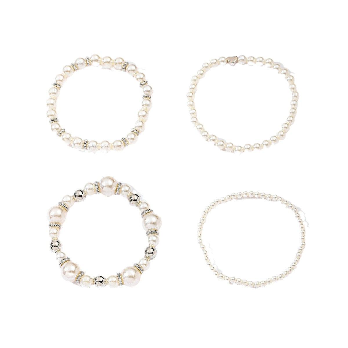Wholesale Stylish Zinc Alloy Heart Pearl Bracelet Stacking Jewelry Accessory for Women
