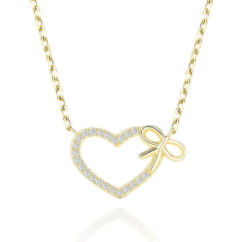 Wholesale bow heart shaped diamond alloy necklace ACC-NE-XunOu008