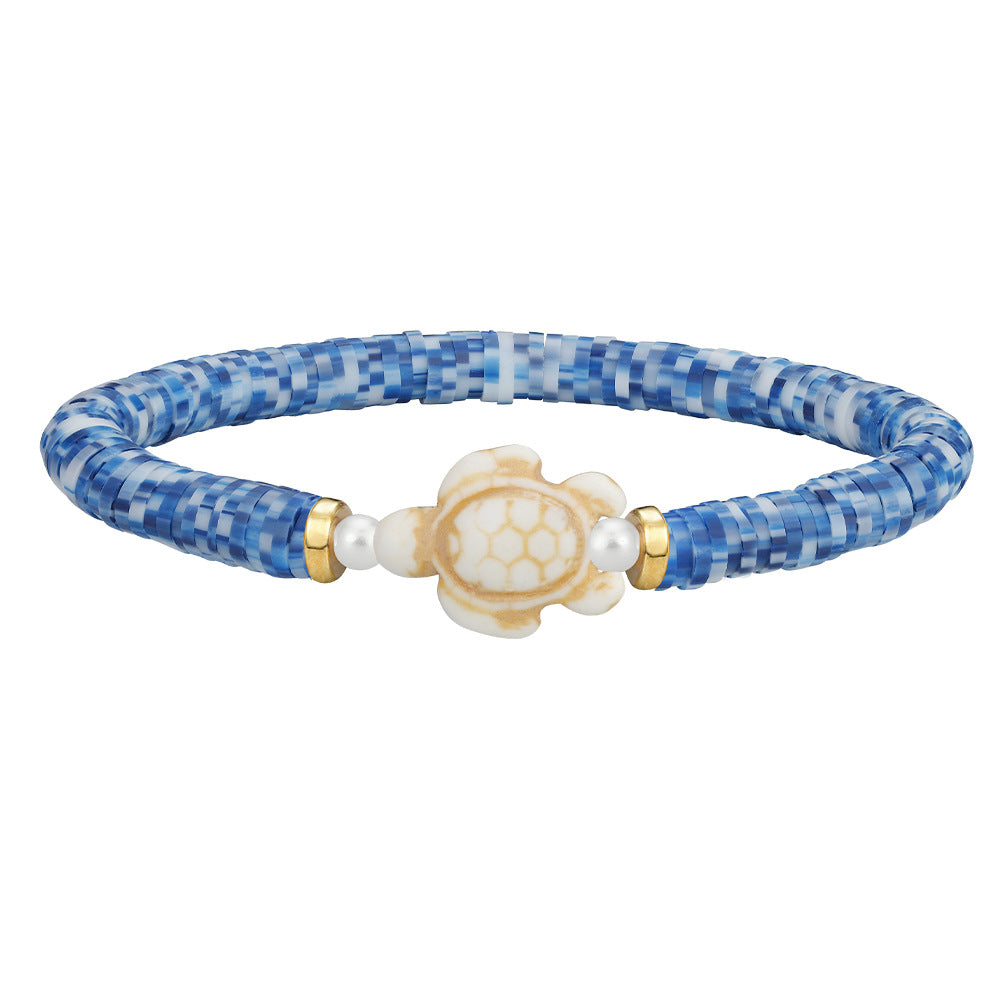 Wholesale polymer clay beaded elastic bohemian style handmade turtle bracelet