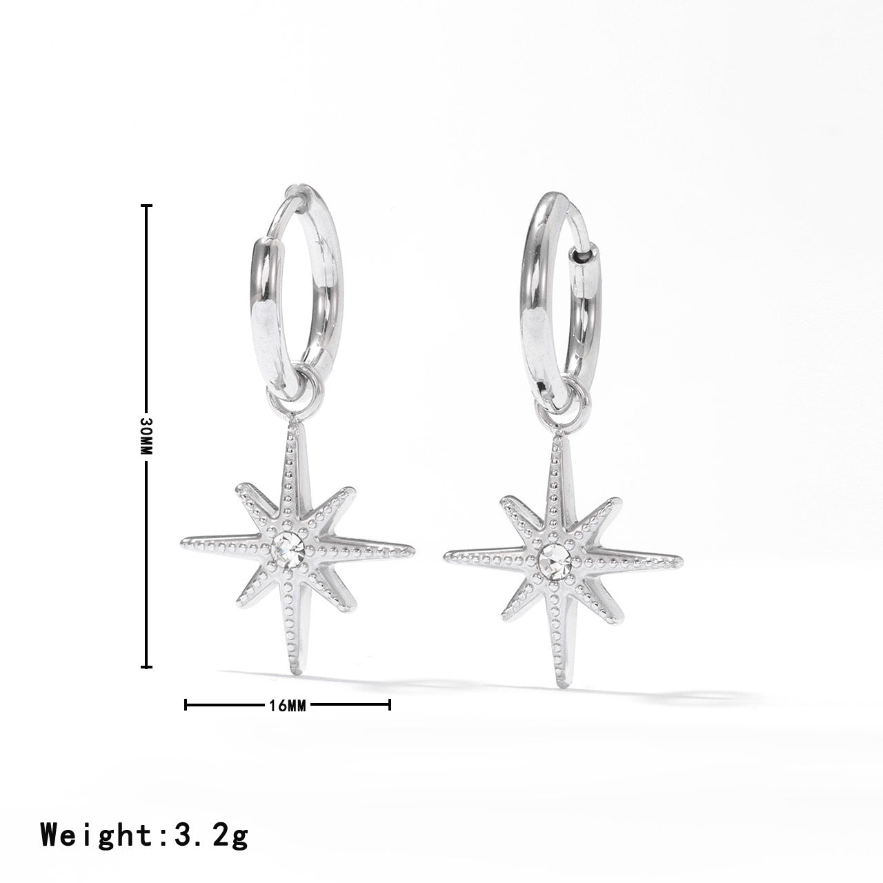 Wholesale Eight-Pointed Star Geometric Titanium Steel Earrings