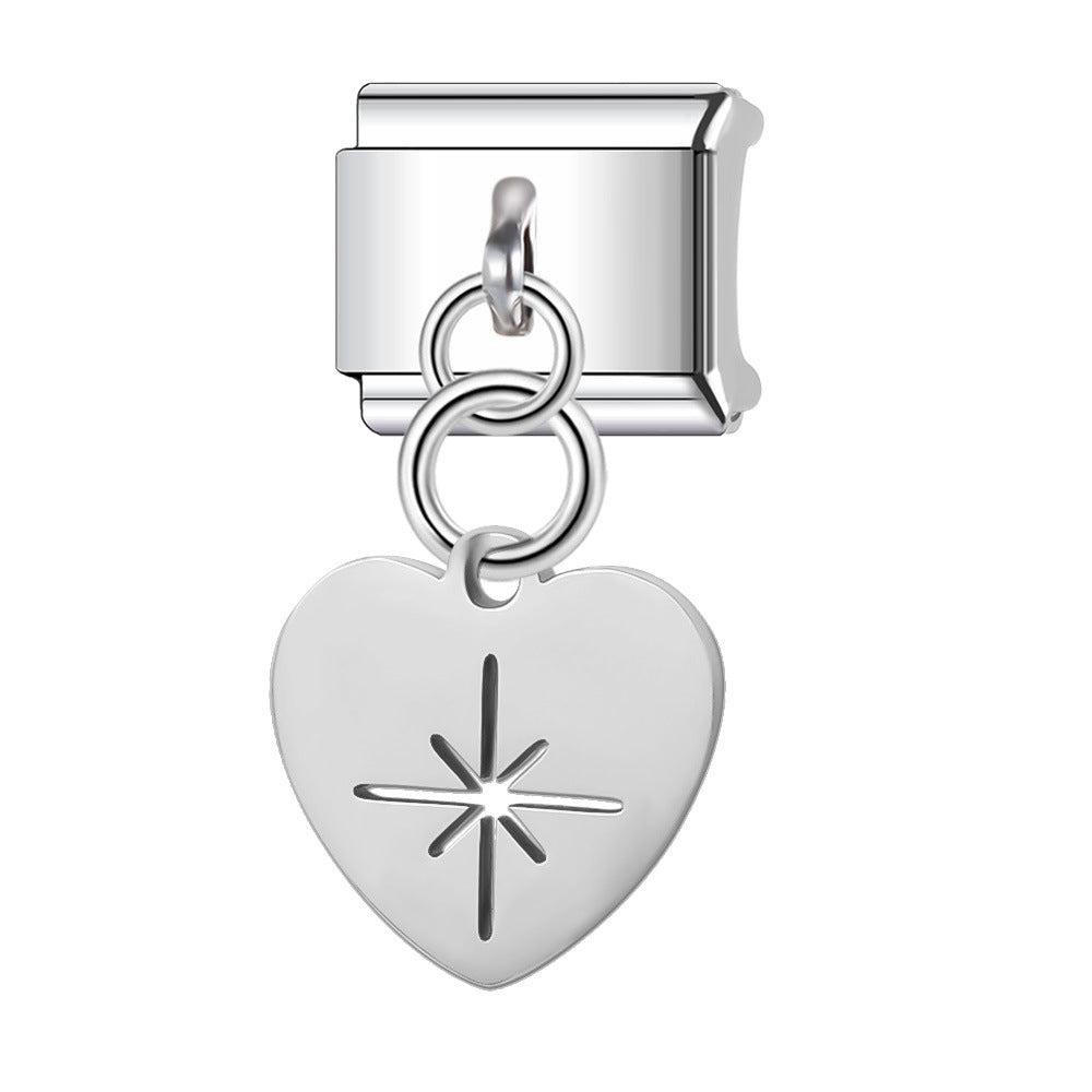 Wholesale Italian Charm Bracelet 9mm DIY Splicing Heart Series Stainless Steel Composable Bracelet