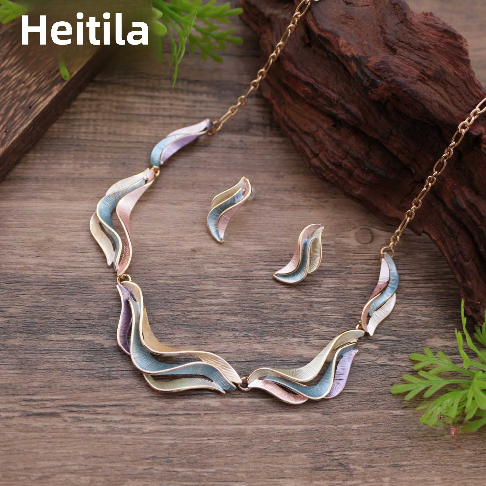 Wholesale Geometric Petal Earrings Necklace Set Irregular Shape Ladies Jewelry