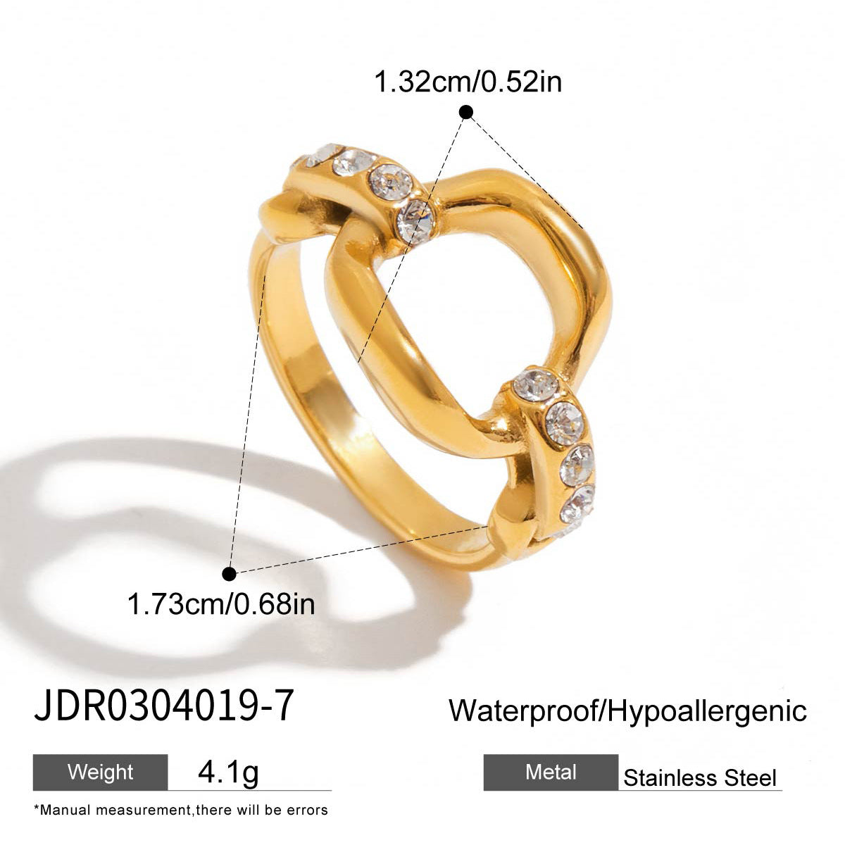 Wholesale Rhinestone Ring Stainless Steel Non-Fading Jewelry