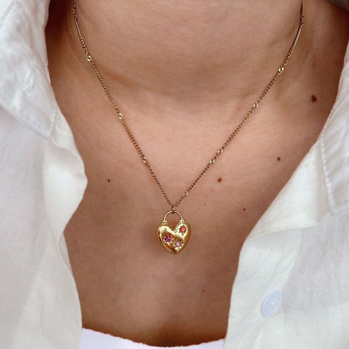 Wholesale  Stainless Steel Powder Diamond Love  Necklace Natural Stone Beaded Jewelry