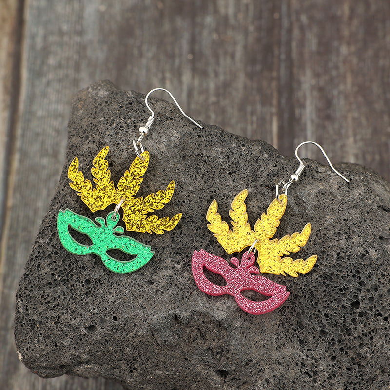 Wholesale  Carnival Night  Fashion Mask Ball Sequin Earrings Acrylic Earring